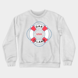 Oak Island, NC Summertime Vacation Life Preserver Crewneck Sweatshirt